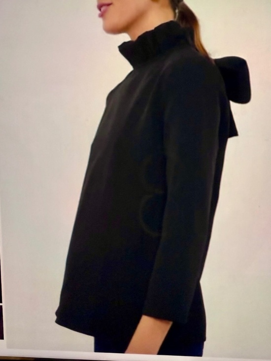 Tuckernuck Pomander Place Faye Blouse Ruffle High Neck Tie Back Bow XL Black - Picture 2 of 11